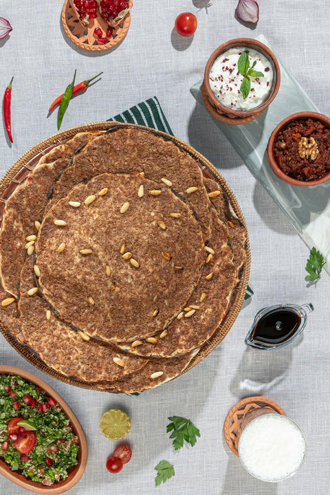 Mousallati Baked & Frozen Lahmajoun Pomegranate Molasses – 500 g (10 pcs), Ready to Toast & Serve